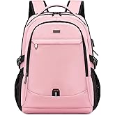 DUSLANG 17 Inch Laptop Backpack for Travel Water Resistant College Backpack for Women Laptop Bag with USB Charging Port,Pink A
