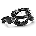 Bertoni Vintage Motorcycle Goggles with Antifog and Anticrash Squared Lenses - Matt Black Steel Rim - AF193A Motorbike Aviator Glasses Italy