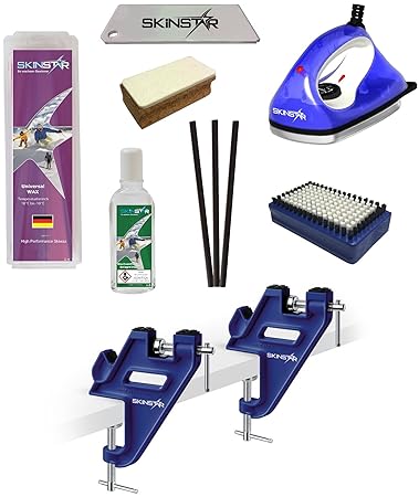 SkinStar Skiwax Set Skiwachs Starter Set Skispanner mit Belagsausbesserung 8- teilig