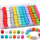 Kovict 96Pcs 14mm Hexagon Silicone Beads, Bulk Silicone Beads for Keychain Bracelet Necklace Making DIY Crafts(Multicolor Bright)