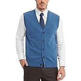 Kallspin Men’s Button Down Sweater Vest Lightweight Knitted Pure Cotton V-Neck Sleeveless Cardigans