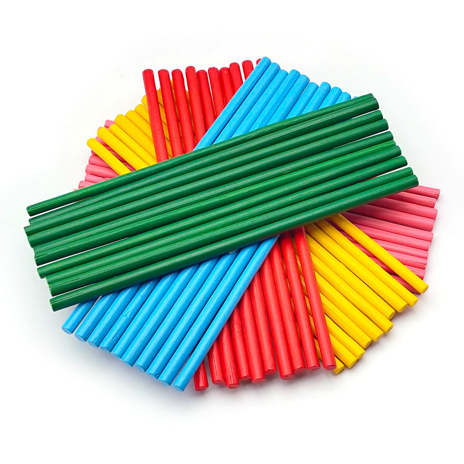 Set of 50 Round Coloured Bamboo Sticks Diameter 5 mm – 5 Colours – Bamboo Sticks for Crafts, DIY, Modeling and Creative Projects, Ideal for Crafts and DIY (15 cm)