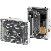 TOMASHI Portable Cassette Player with Bluetooth Transmitter, Cassette Stereo Player with Type-C Charging, Built-in Battery, Belt Clip, and Earphone Jack for Wireless Music Playback