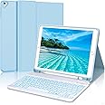 BORIYUAN iPad Keyboard Case 9.7 inch for iPad 6th Generation(2018)/iPad 5th Gen(2017)/iPad Air 2&1/iPad Pro 9.7-7 Colors Backlit, Detachable Keyboard, Auto Wake/Sleep, Pencil Holder (Sky Blue)