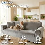 Yeahmart Thick Velvet 2 Seater Sofa Cover - Light Grey, Anti-Slip Design view 2