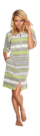 Wanmar Frauen Kurze Armel, Lange Knie, Reissverschluss, Weich Und Bequem Morgenmantel