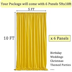 30ft x 10ft Wrinkle Free Yellow Backdrop Curtains
