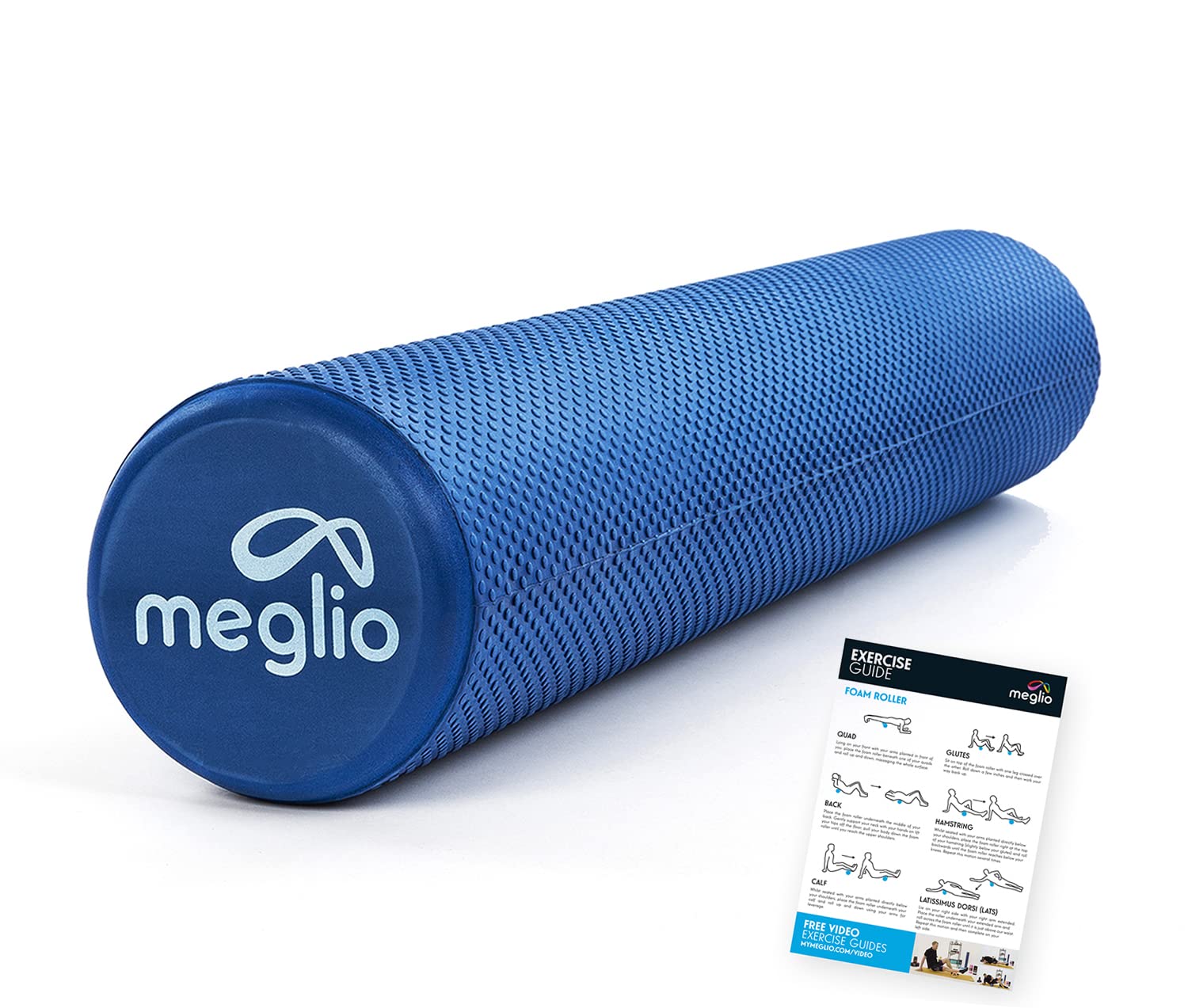 Meglio Foam Roller 90cm, Lightweight Fitness Foam roller for Deep Tissue Muscle Massage, Effective Trigger Point for Recovery, Muscle Tension & Pain Relief and Anti-Stress Therapy (Blue, 90cm)