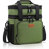 Expandable Large Insulated Lunch Box, Heavy Duty Lunch Cooler Bag Durable Leakproof Lunch Pail for Men Women Adults Work Shift Outdoor Picnic Camping Road Trip, 16L, Army Green, GLENKEY