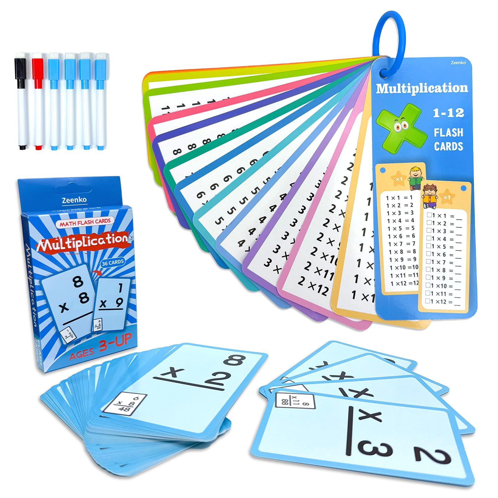 Photo 1 of ***LETTERS ONLY*** Limque 1-12 Math Flash Cards with 6 Dry Erase Pens, 15Pcs Big Multiplication Flash Cards + 36 Pcs Random Double-Sided Multiplication Practice Cards, Educational Math Flashcards for Kids Ages 6+