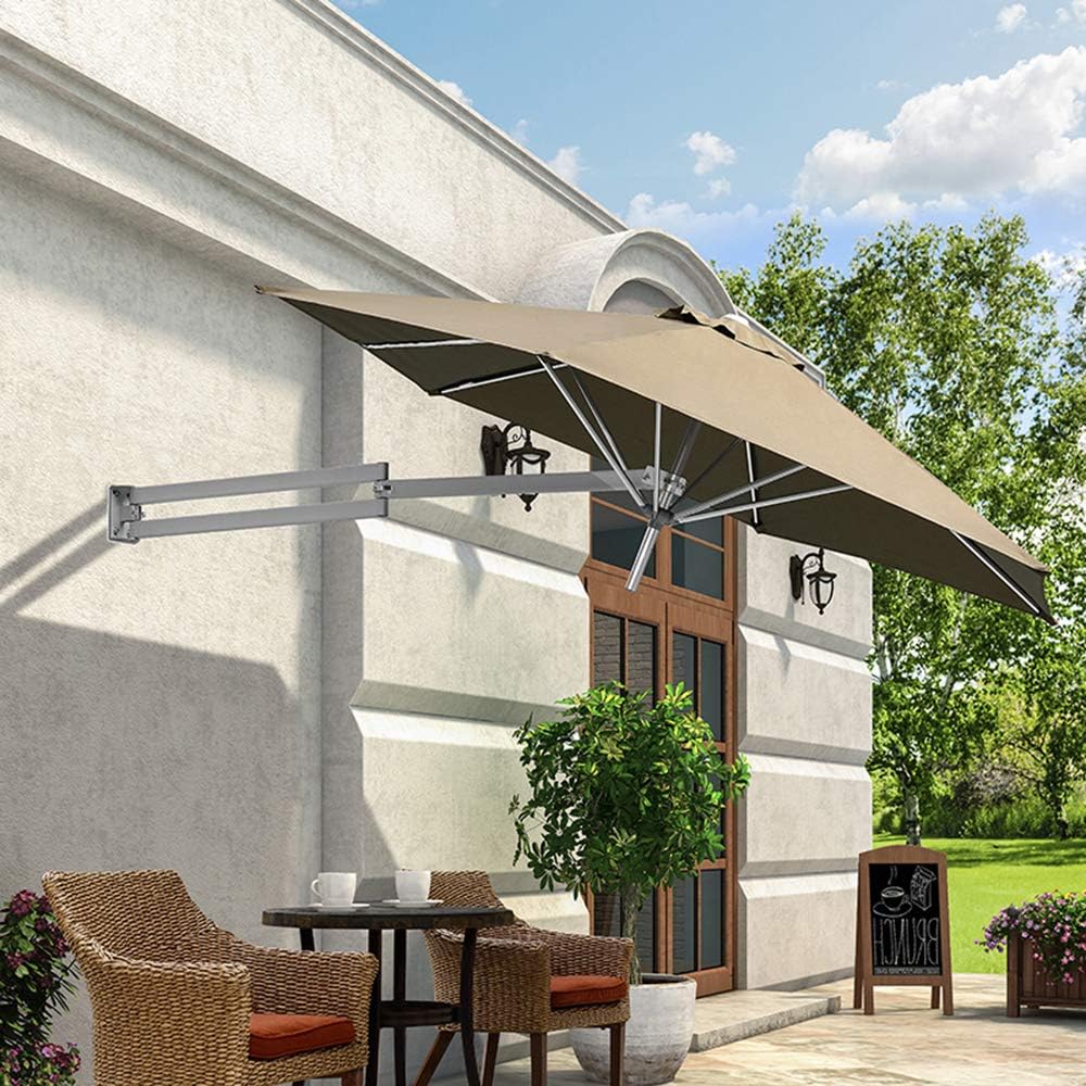 PARASOL LZPQ Umbrellas Wall Mount,save space,Patio, Outdoor Garden Balcony Tilting Sunshade, Aluminium Pole, Ø 8ft / 250cm（Red, green, khaki, white）