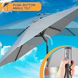SUNMER 2.7M Garden Parasol Grey with Easy Crank Lift Tilt UV 30+ 180g Polyester view 2