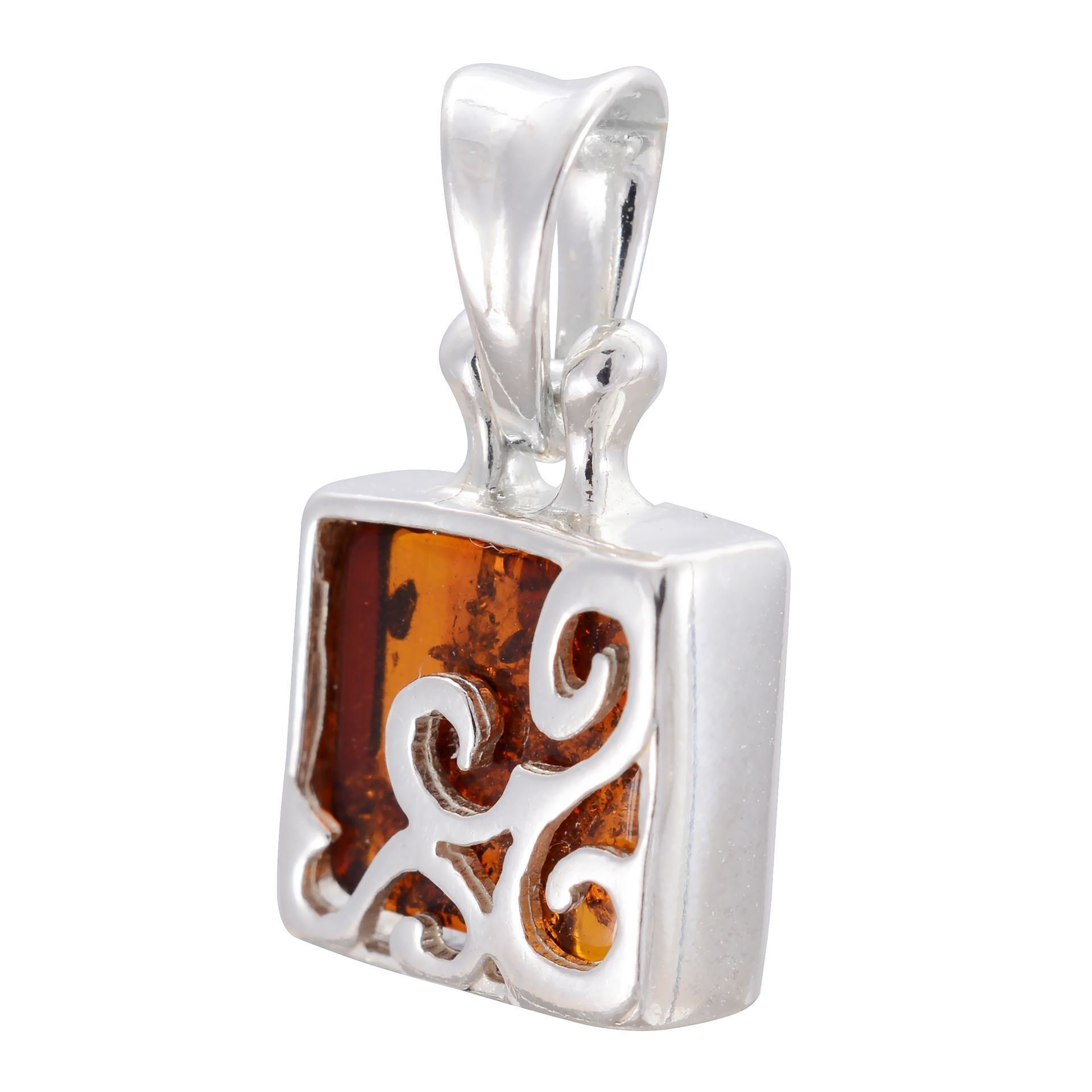 Sterling Silver and Baltic Honey Amber Pendant "Florence"