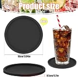 Yafe 8 Pcs Black Coasters Silicone Thick 0.5cm Round 10x10cm Bar Mats view 2
