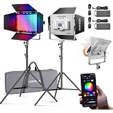 Godox LP600R 60W RGB LED Light Panel 2-Light Kit, 2-Pack with Battery Power, Light Stand, Carrying Case, 1800-10000K, 9270Lux@0.5m, APP Control for YouTube Video Recording and Live Streaming