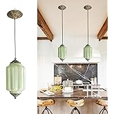 YESIDS Vintage Milk Glass Pendant Lights Kitchen, Brass Color Glass Ceiling Light Fixture, Retro Industrial Pendant Lighting 
