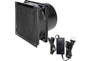 HOSE VARY 3in Axial Exhaust Fan, 4500RPM 80mm DC12V Dual Ball Bearings Air Exhaust Extractor Fan Kit for 3D Laser, Paint Booth (LED Display Controller, 3" Flange, Mesh)