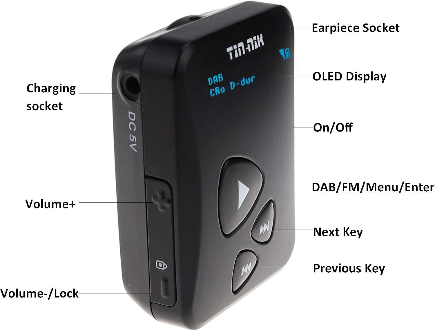 Tin-Nik DAB-398S Portable Digital DAB Radio, DAB+/DAB/FM Mini Radio, Pocket FM Radio with Earphones, OLED Display - Image 5