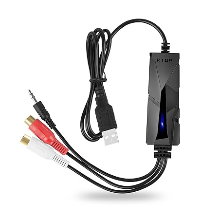 VTOP USB 2.0 Audio Grabber für Windows 10 & Mac - Digital Audio Capture Card /Kassetten MP3 Konverter/CD MP3 Kassette Recorde