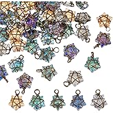 SUPERFINDINGS 40Pcs 5 Colors Wire Wrapped Star Pendants Antique Bronze Electroplate Glass Charms Crystal Dangle Charms for DIY Earring Bracelet Necklace Jewelry Making,Hole:2.8mm