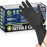 SWIFTLITE Black Nitrile Gloves, Food Safe Disposable Gloves Latex Free, Rubber Gloves Powder Free for Cooking, Kitchen Clean