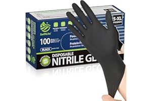 SWIFTLITE Black Nitrile Gloves, Food Safe Disposable Gloves Latex Free, Rubber Gloves Powder Free for Cooking, Kitchen Clean