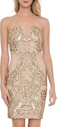 gold strapless mini dress