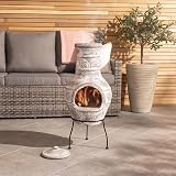 Charles Bentley Medium Clay Chimenea Patio Heater, Leaf Design, 85x36cm view 2