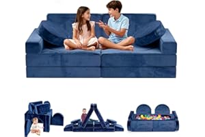 JWPEHOE 12pcs Modular Kids Play Couch - CPC Certified Convertible Toddler Sectional Sofa, Washable Durable Foam Floor Cushion for Kids Playroom (Play Fort/Castle)