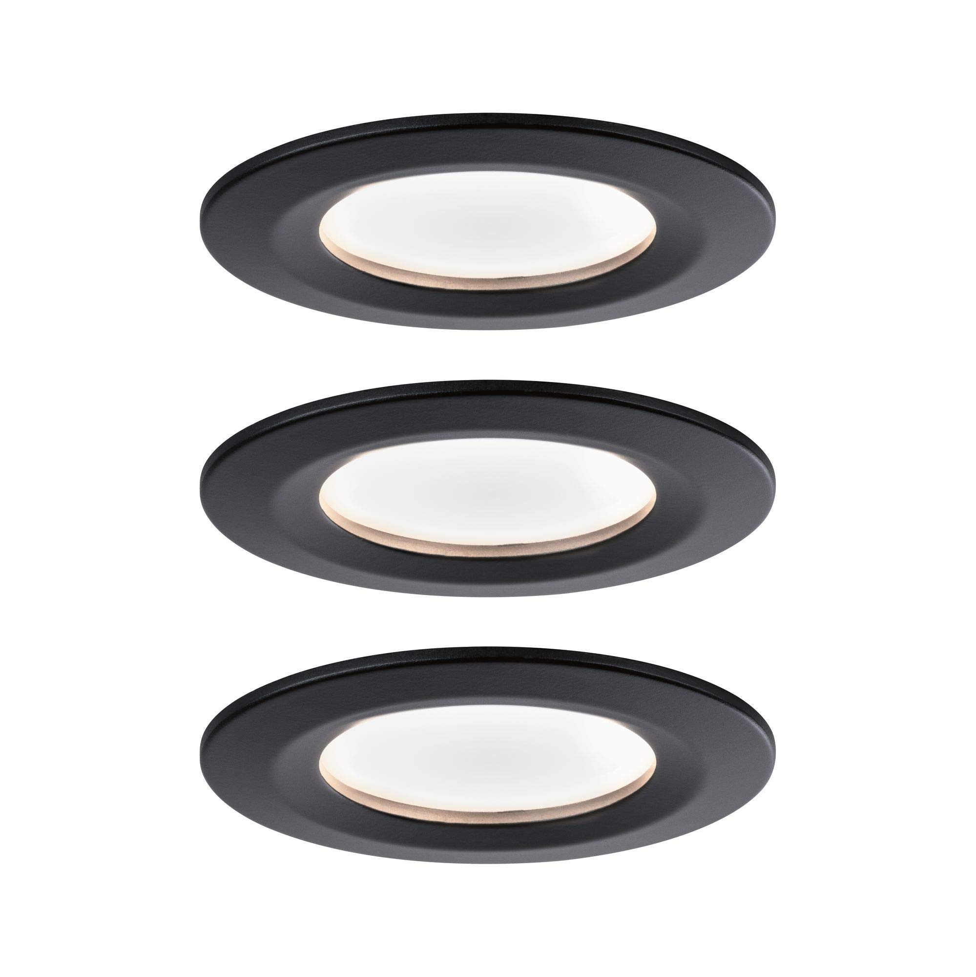 Paulmann 94473 Nova - LED Ceiling Light with 3-Stage Dimmable Spotlight - Round Recessed Luminaire with 2700 K Warm White Light - Set of 10 - Matt Black