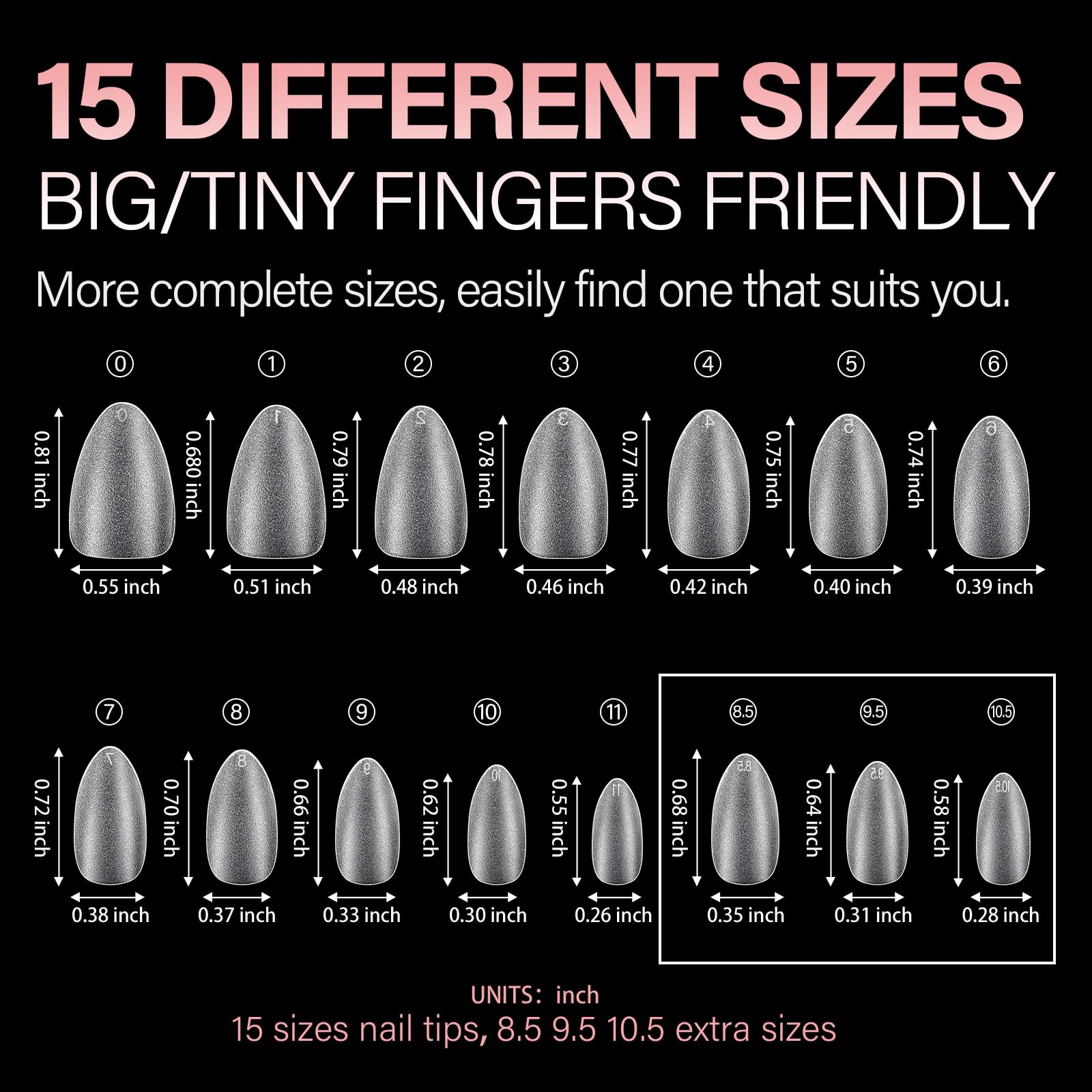 AILLSA Short Almond Nail Tips - Upgraded Matte Gel Nail Tip No Filed, Pre-shaped Soft Full Cover Short Almond Nails Clear Acrylic False Gelly Nails Tips for Soak Off Nail Extensions 240 PCS 15 Sizes - Image 6