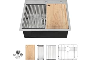 25 Kitchen Sink Drop in - Talllor 25"x22"x9" Stainless Steel Topmount Sink Workstation Single Bowl 16 Gauge Handmade Large Deep Kitchen Laundry Sink Basin