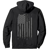 Vintage Patriotic Distressed America USA Flag Pullover Hoodie