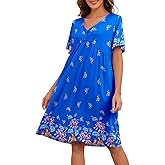 udforsk Womens House Dress Floral Print Nightgown with Pockets Mumu Dress S-3XL