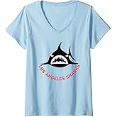 Womens Retro Hockey WHA Los Angeles Sharks Hockey Team V-Neck T-Shirt
