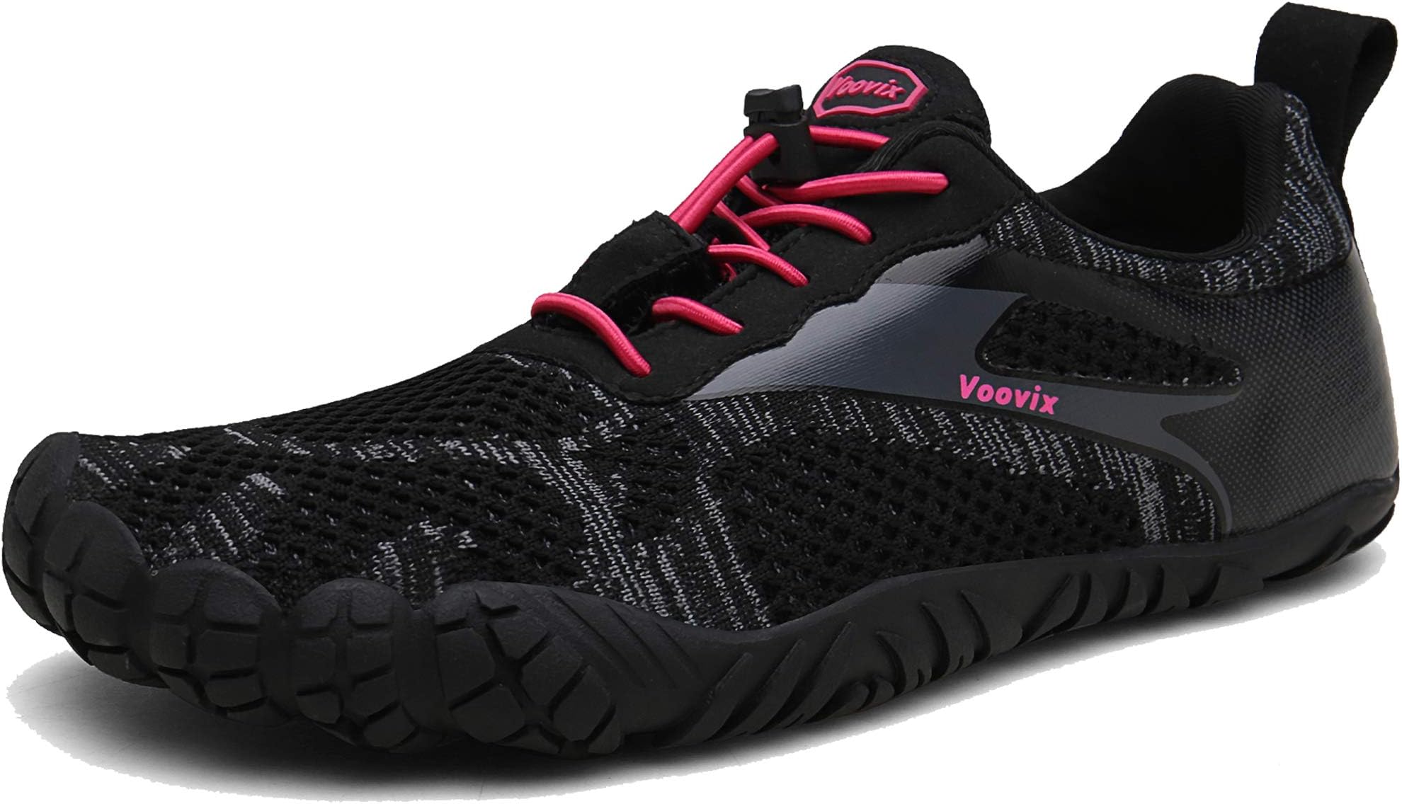 Voovix Men’s Barefoot Shoes Women’s Minimalist Trail Running Shoes Wide Toe Outdoor Cross Trainers(Black/red,37)