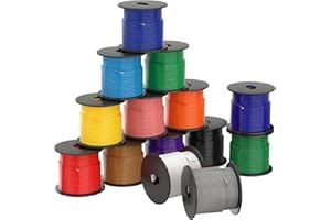 SUZCO 14 Rolls 100FT Automotive Primary Wire Spools Single Conductos Standards 14 Gauge SAE J1128, M1L56A & MS3450 CCA Low Voltage Electrical Hookup Wiring for Car Audio Stereo Trailer (1400FT Total)