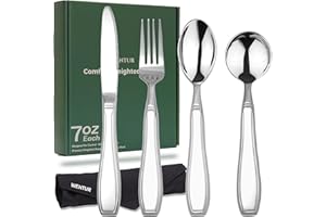 WENTUR Weighted Utensils for Hand Tremors and Parkinsons, Arthritis, Weak Hand Grip - Weighted Silverware for Hand Tremors - Adaptive Utensils for Elderly - Parkinsons Aids for Living Parkinsons Gadgets Gift