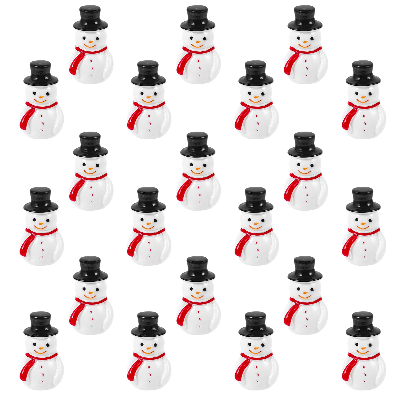 Toddmomy 20pcs Mini Snowman Figurines, Christmas Resin Snowman Decoration with Top Hat for DIY Crafts Christmas Micro Landscape Ornament, Black