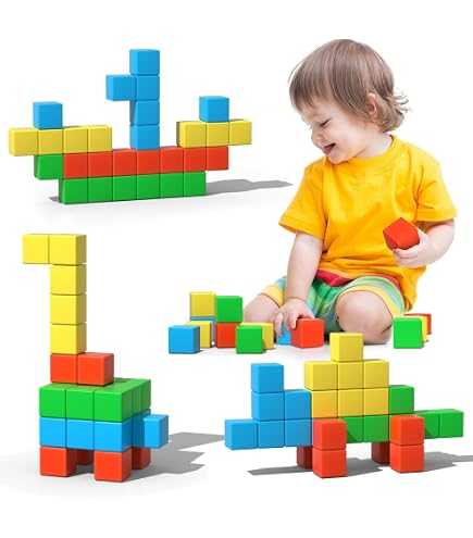AGARELE Mini Blocs Magnétiques Ensemble de Voyage-45 Pièces Cubes Blocs Magnétiques pour Enfants Blocs de Construction Magnétique Numéro Tige Préscolaire Jouets de Construction Éducatifs Cadeau 3