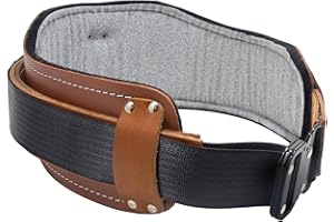 Duracuir Carpenter Construction Leather Tool Belt with Lumbar Support and Military Buckle