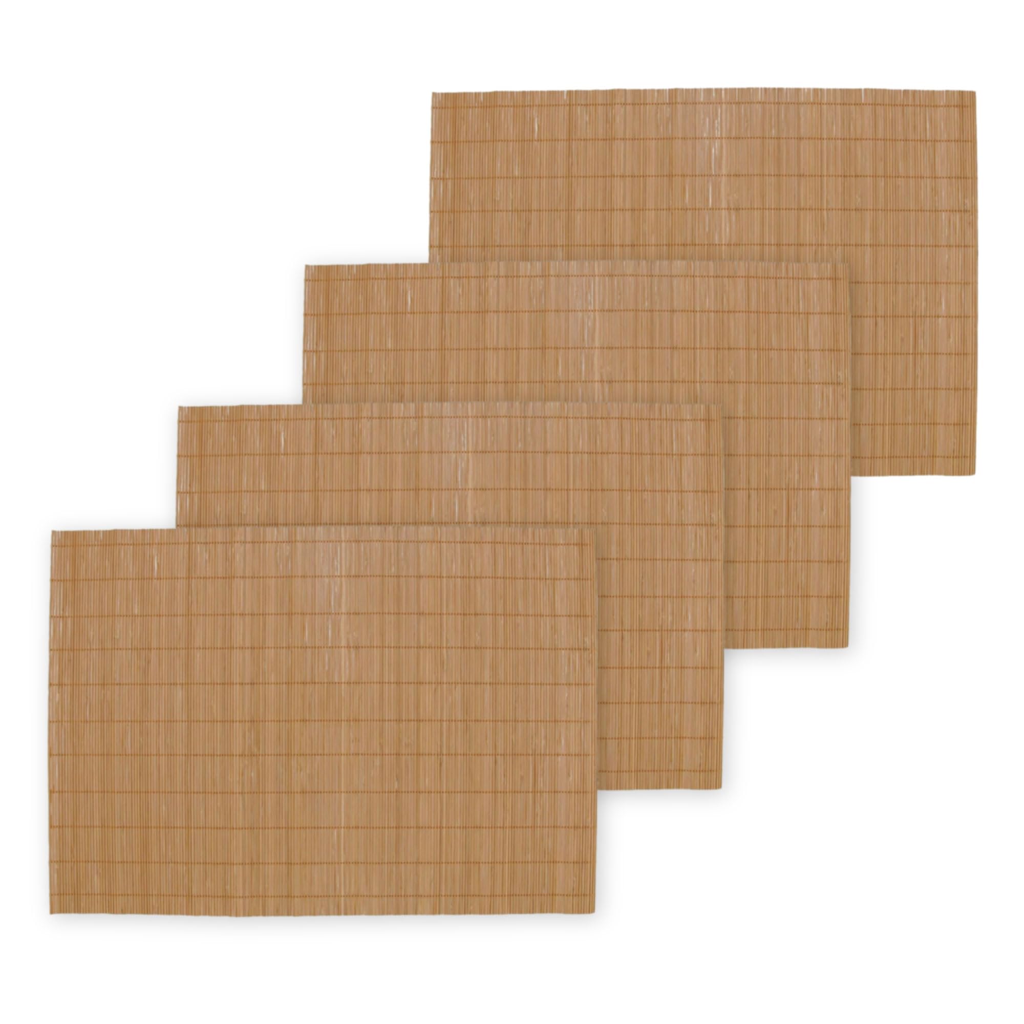 BambooMN Bamboo Placemat/Sushi Rolling Mat - 18" x 13" - Brown, 4 pcs — image 1