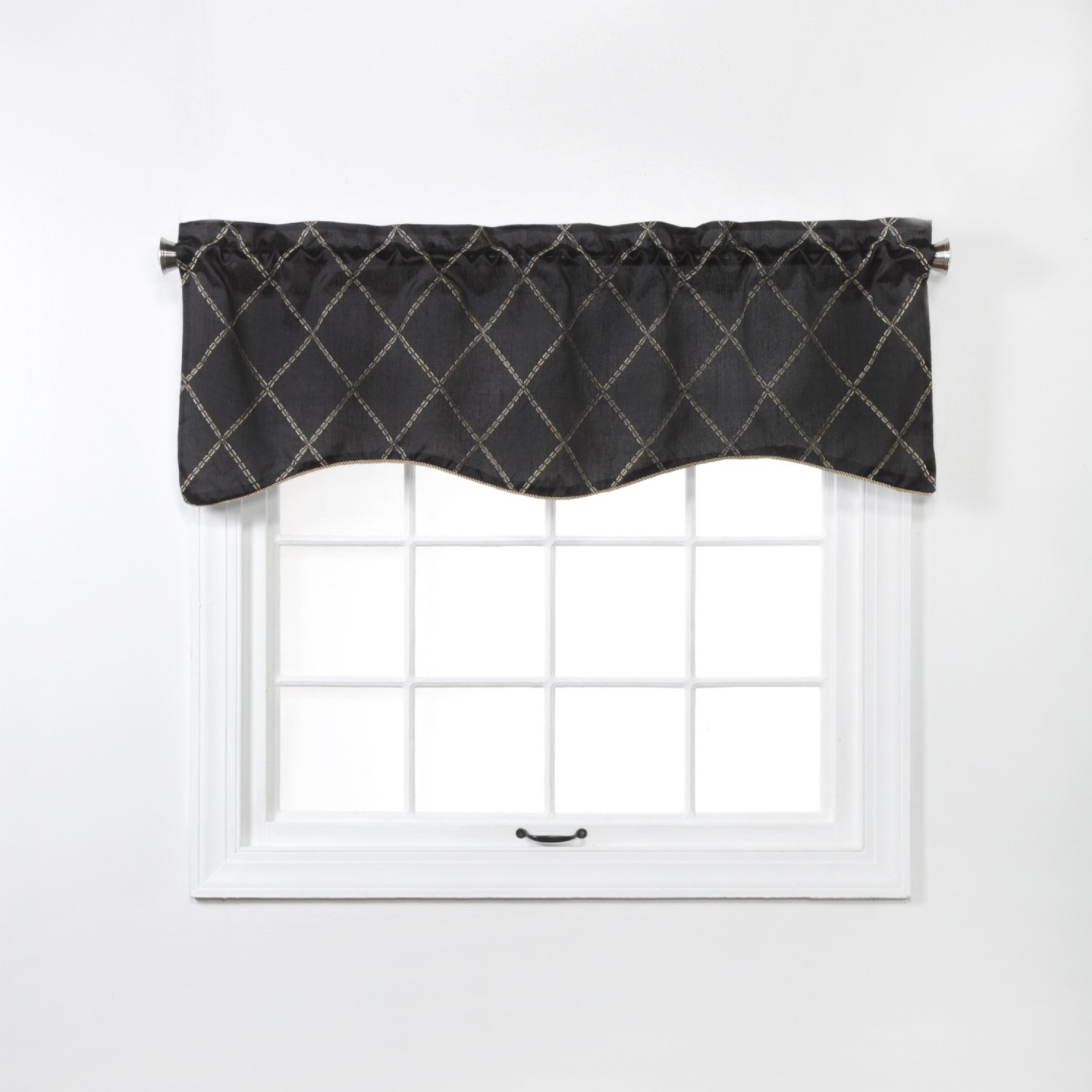 Renaissance Home Fashion Solitaire Embroidered Scalloped Valance with