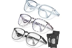 OXG 3 Pack Stylish Safety Glasses, ANSI Z87+ Anti Fog Safety Goggles Blue Light Blocking Protective Eyewear for Nurses