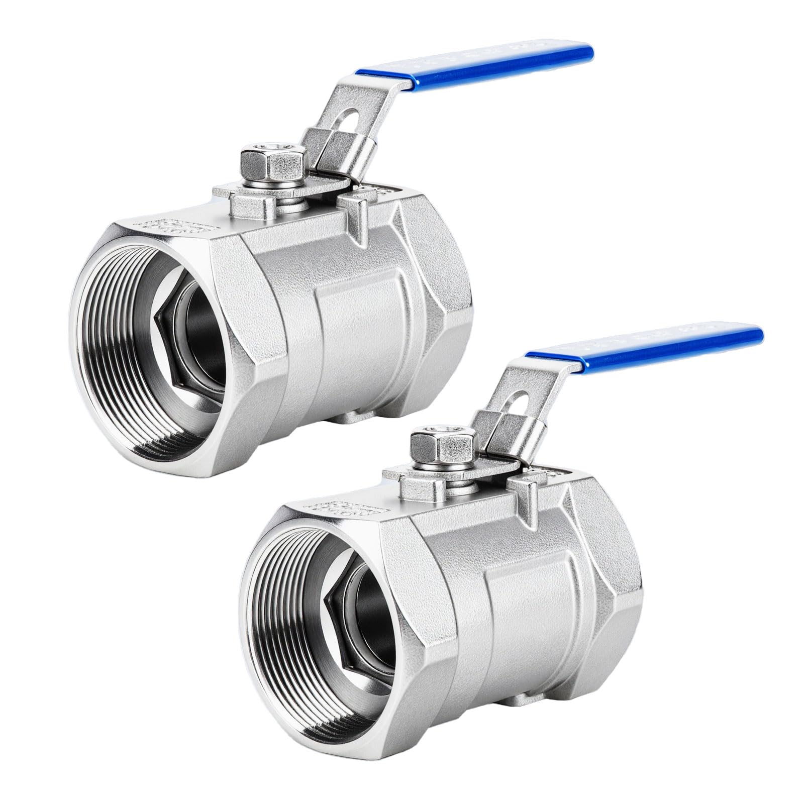 Photo 1 of 2 Pack 304 Stainless Steel Ball Valves, 2" NPT Female with Locking Handle Heavy Duty 1000 WOG Shut Off Valve for Home and Industrial (2 Inch)
