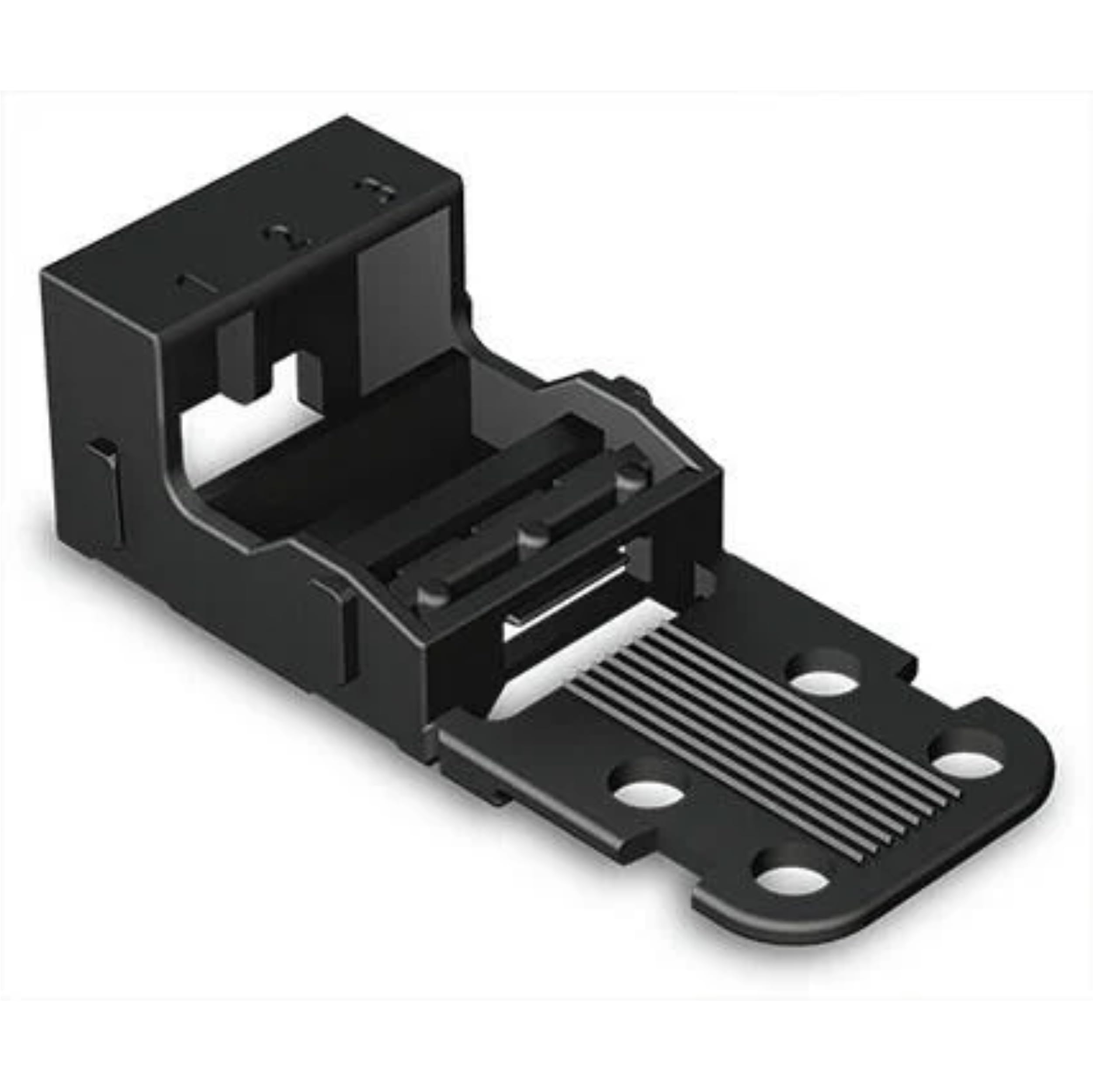 WAGO Mounting carrier; for 3-conductor terminal blocks; 221 Series - 4 mm²; with snap-in mounting foot for horizontal mounting; black, 221-513/000-004 (10 pcs)