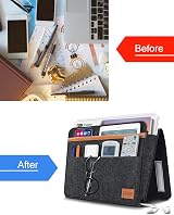 ERKOON Bedside Storage Pocket Felt Bedside Organizer Dark Grey view 3