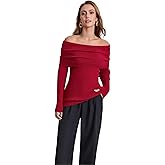 isinosilk Women's Off The Shoulder Sweater 2025 Fashion Versatile Cute Long Sleeve Tops Fall Winter
