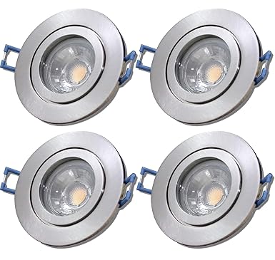 4 Stück IP44 MCOB LED Bad Einbaustrahler Neptun 12 Volt 5 Watt Rund