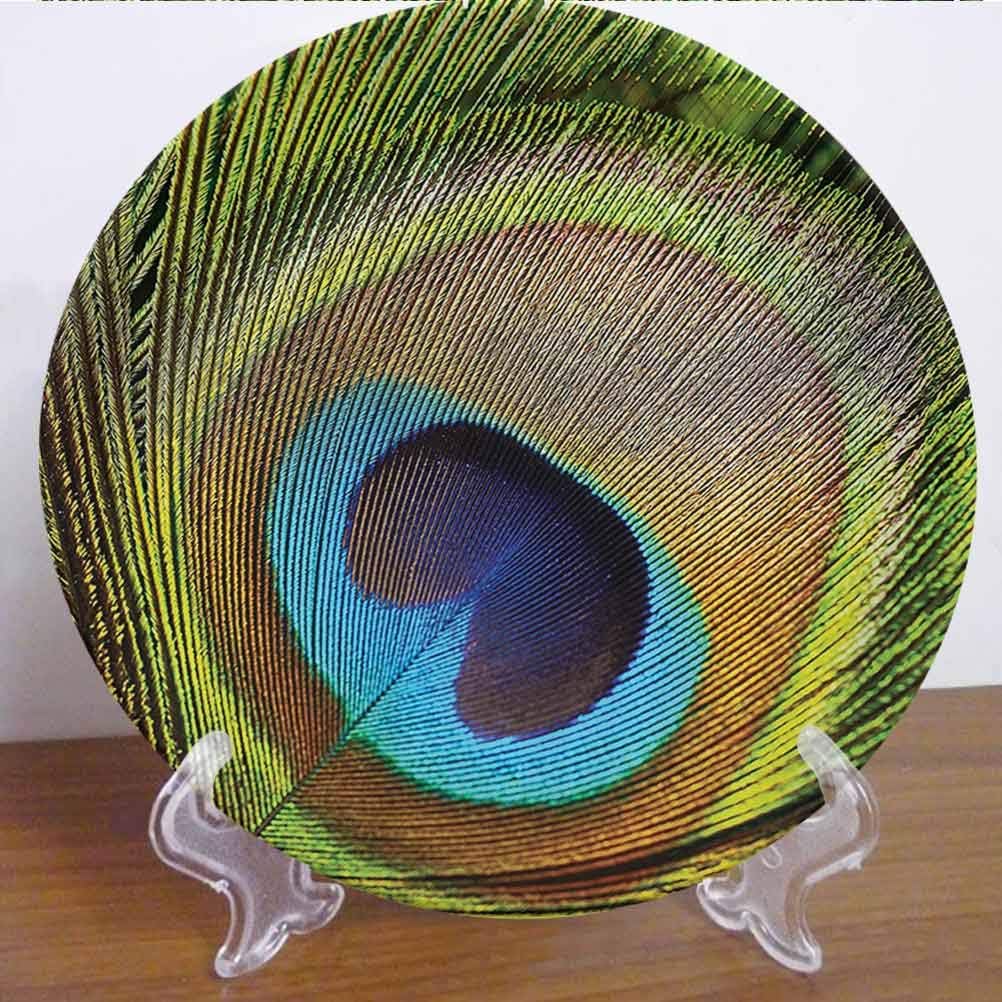 8" Peacock Decor Ceramic Tableware Plate Peacock Feather